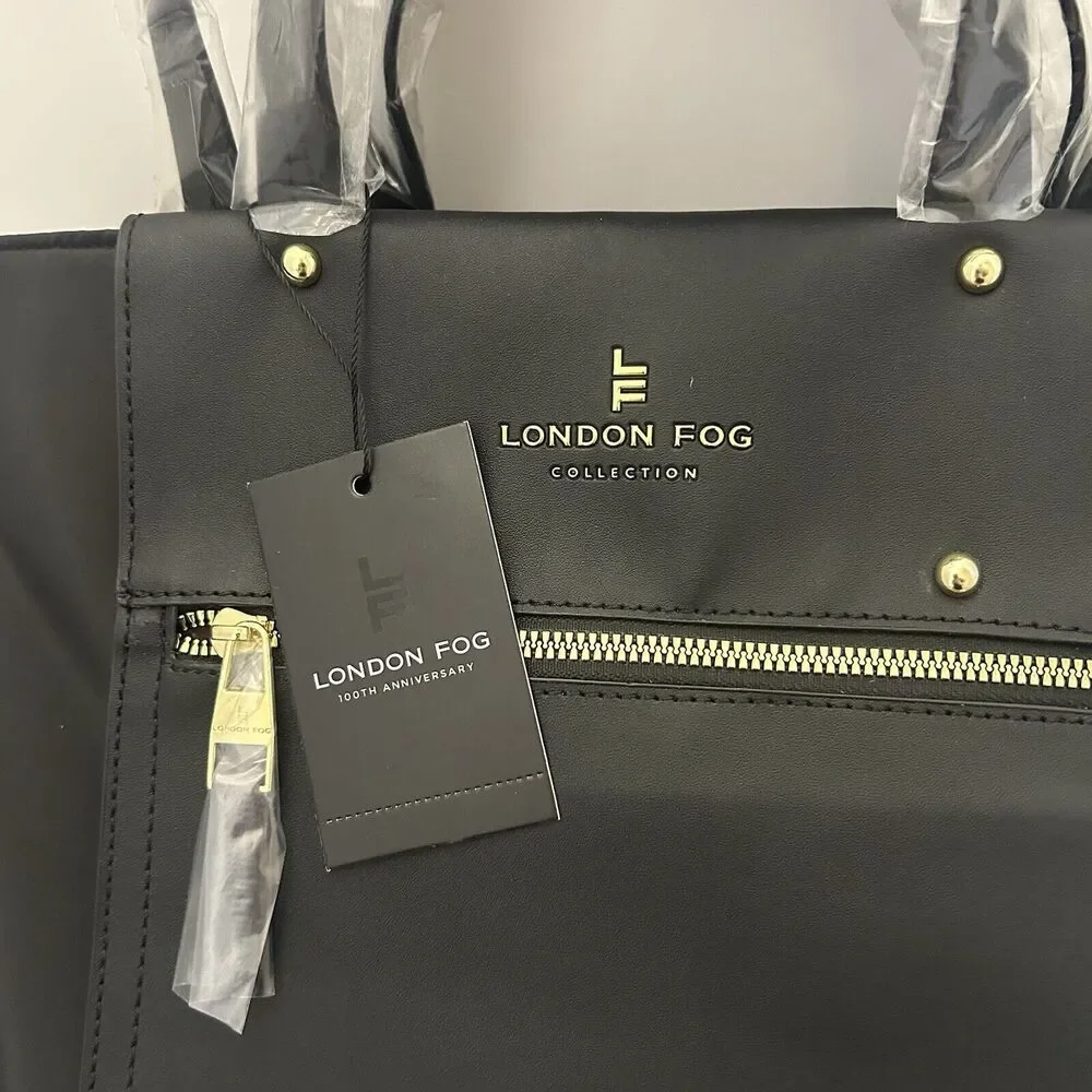 London Fog Nordic Multimedia Tote Black Medium Bag Purse